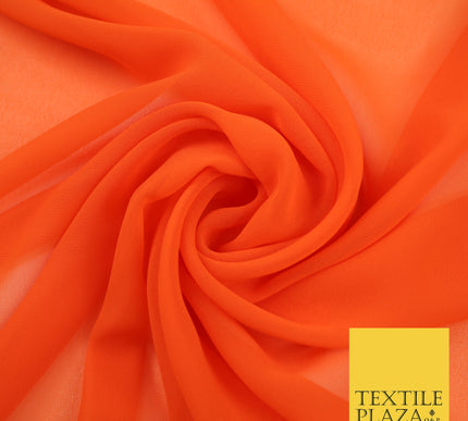 ORANGE Premium Plain Dyed Chiffon Fine Soft Georgette Sheer Dress Fabric 8383