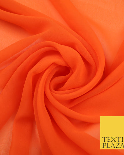 ORANGE Premium Plain Dyed Chiffon Fine Soft Georgette Sheer Dress Fabric 8383