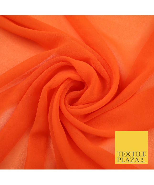 ORANGE Premium Plain Dyed Chiffon Fine Soft Georgette Sheer Dress Fabric 8383