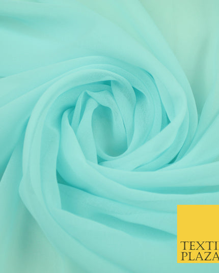 PALE ICE BLUE Premium Plain Dyed Chiffon Fine Soft Georgette Sheer Dress Fabric 8405