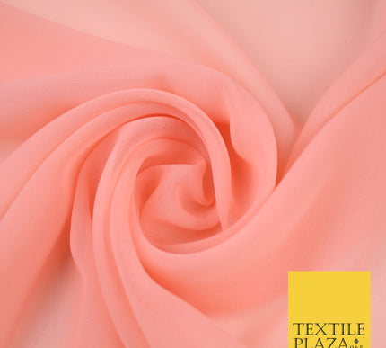 PEACH Premium Plain Dyed Chiffon Fine Soft Georgette Sheer Dress Fabric 8378