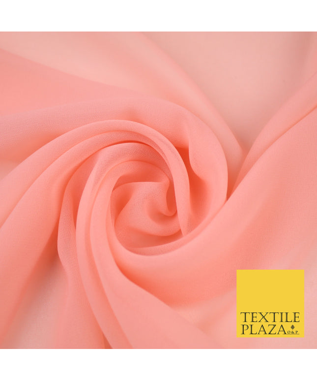 PEACH Premium Plain Dyed Chiffon Fine Soft Georgette Sheer Dress Fabric 8378