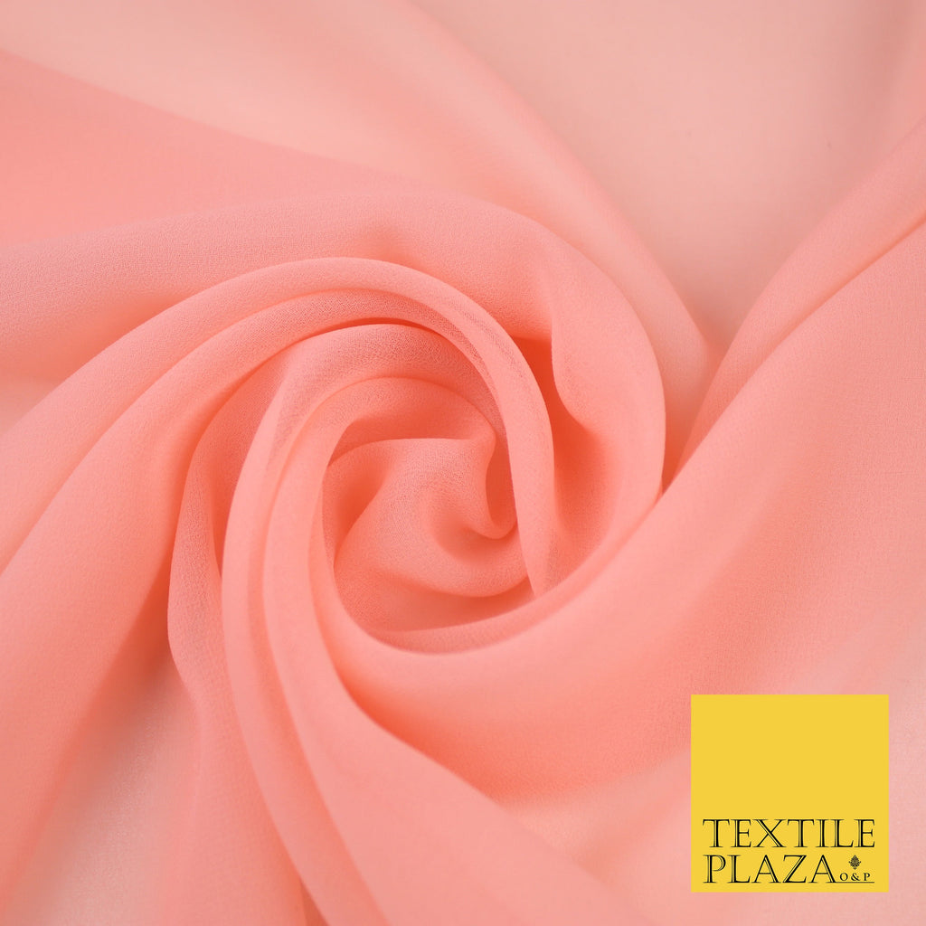 PEACH Premium Plain Dyed Chiffon Fine Soft Georgette Sheer Dress Fabric 8378
