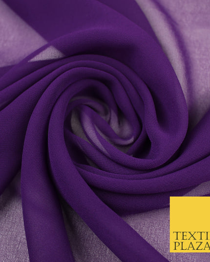 PLUM PURPLE Premium Plain Dyed Chiffon Fine Soft Georgette Sheer Dress Fabric 8336
