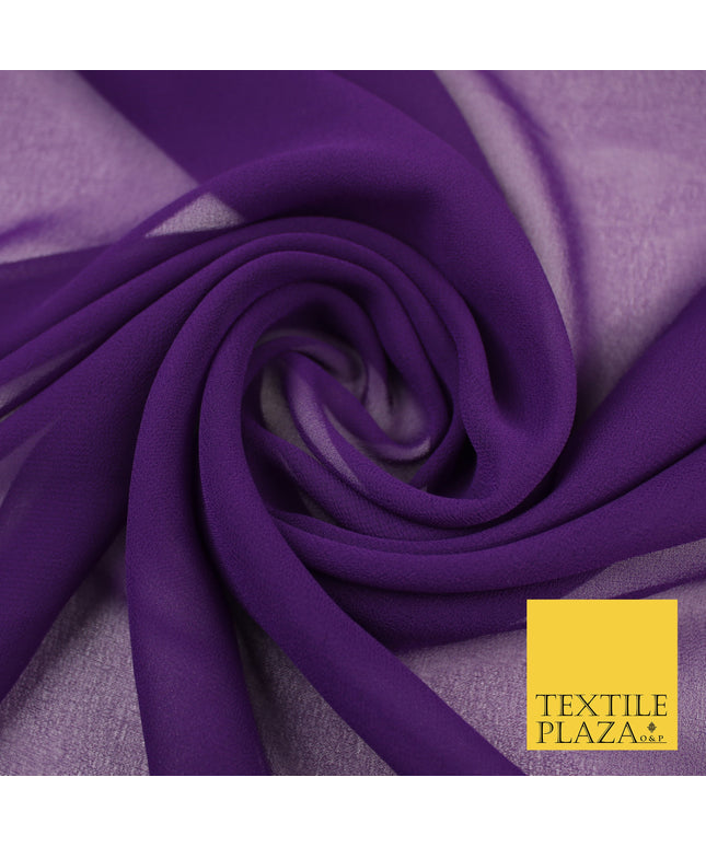 PLUM PURPLE Premium Plain Dyed Chiffon Fine Soft Georgette Sheer Dress Fabric 8336