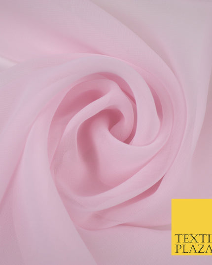 POWDER PINK Premium Plain Dyed Chiffon Fine Soft Georgette Sheer Dress Fabric 8382