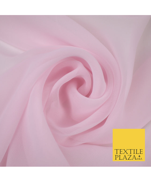 POWDER PINK Premium Plain Dyed Chiffon Fine Soft Georgette Sheer Dress Fabric 8382