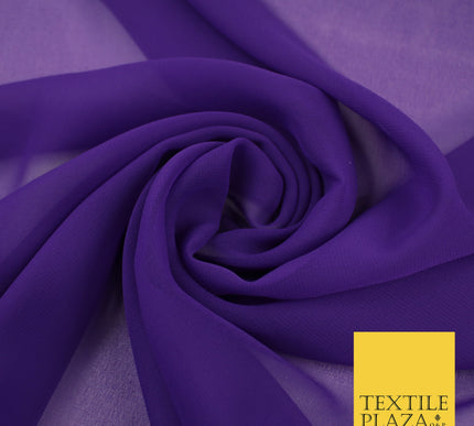PURPLE Premium Plain Dyed Chiffon Fine Soft Georgette Sheer Dress Fabric 8334