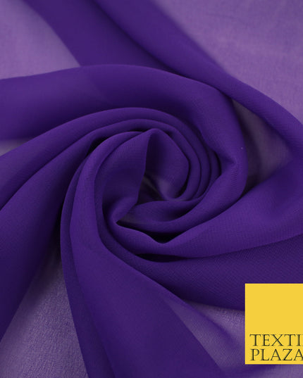 PURPLE Premium Plain Dyed Chiffon Fine Soft Georgette Sheer Dress Fabric 8334