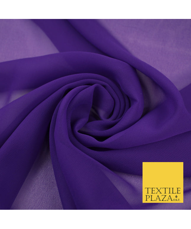 PURPLE Premium Plain Dyed Chiffon Fine Soft Georgette Sheer Dress Fabric 8334