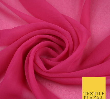 RASPBERRY PINK Premium Plain Dyed Chiffon Fine Soft Georgette Sheer Dress Fabric 8419