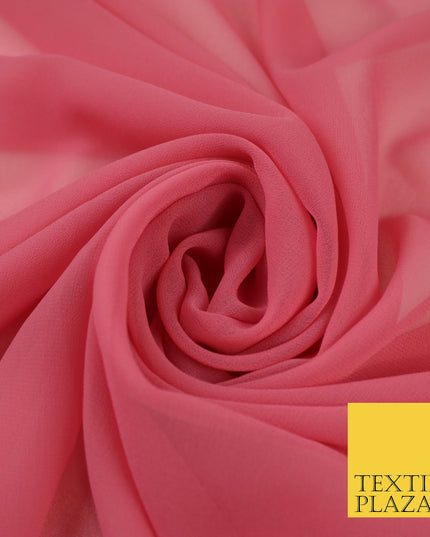 ROSE PINK 2 Premium Plain Dyed Chiffon Fine Soft Georgette Sheer Dress Fabric 8332