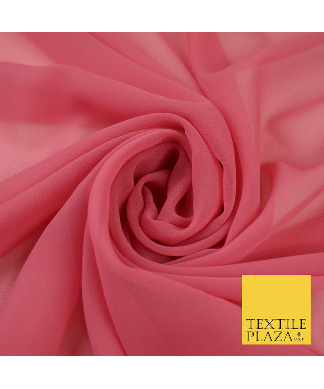 ROSE PINK 2 Premium Plain Dyed Chiffon Fine Soft Georgette Sheer Dress Fabric 8332