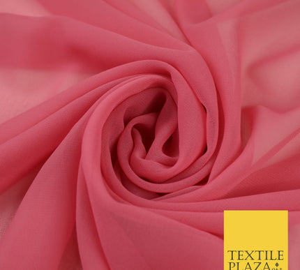 ROSE PINK 2 Premium Plain Dyed Chiffon Fine Soft Georgette Sheer Dress Fabric 8332