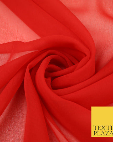 RED Premium Plain Dyed Chiffon Fine Soft Georgette Sheer Dress Fabric 8385