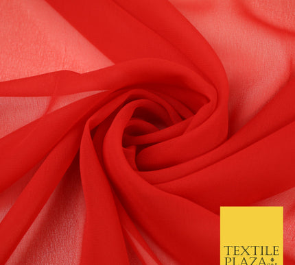 RED Premium Plain Dyed Chiffon Fine Soft Georgette Sheer Dress Fabric 8385
