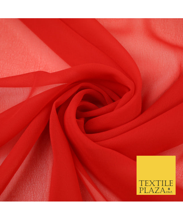 RED Premium Plain Dyed Chiffon Fine Soft Georgette Sheer Dress Fabric 8385