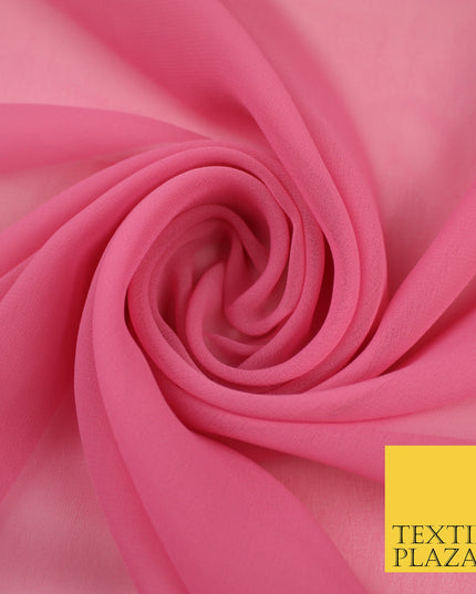 ROSE PINK Premium Plain Dyed Chiffon Fine Soft Georgette Sheer Dress Fabric 8330