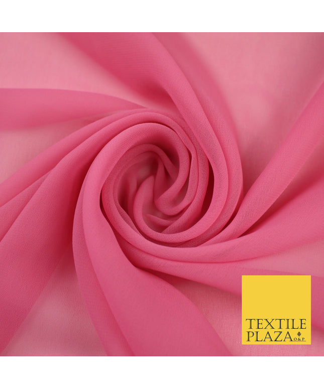 ROSE PINK Premium Plain Dyed Chiffon Fine Soft Georgette Sheer Dress Fabric 8330