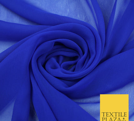 ROYAL BLUE Premium Plain Dyed Chiffon Fine Soft Georgette Sheer Dress Fabric 8398