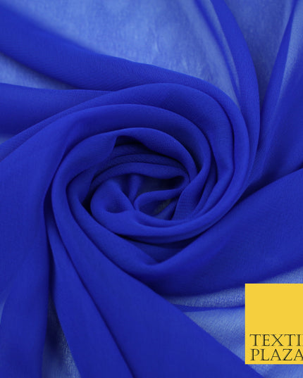 ROYAL BLUE Premium Plain Dyed Chiffon Fine Soft Georgette Sheer Dress Fabric 8398