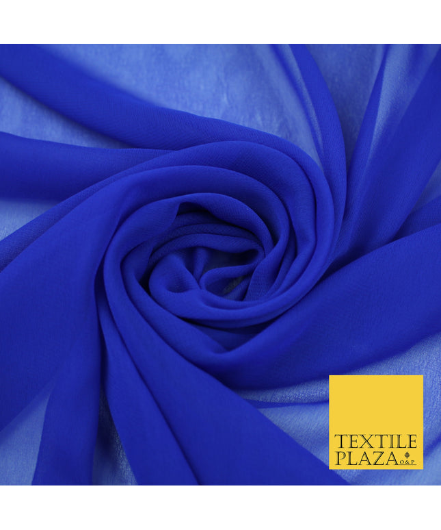 ROYAL BLUE Premium Plain Dyed Chiffon Fine Soft Georgette Sheer Dress Fabric 8398