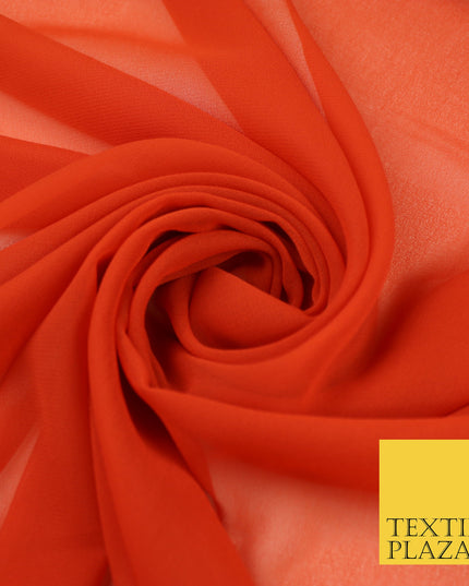 SCARLETT RED Premium Plain Dyed Chiffon Fine Soft Georgette Sheer Dress Fabric 8387