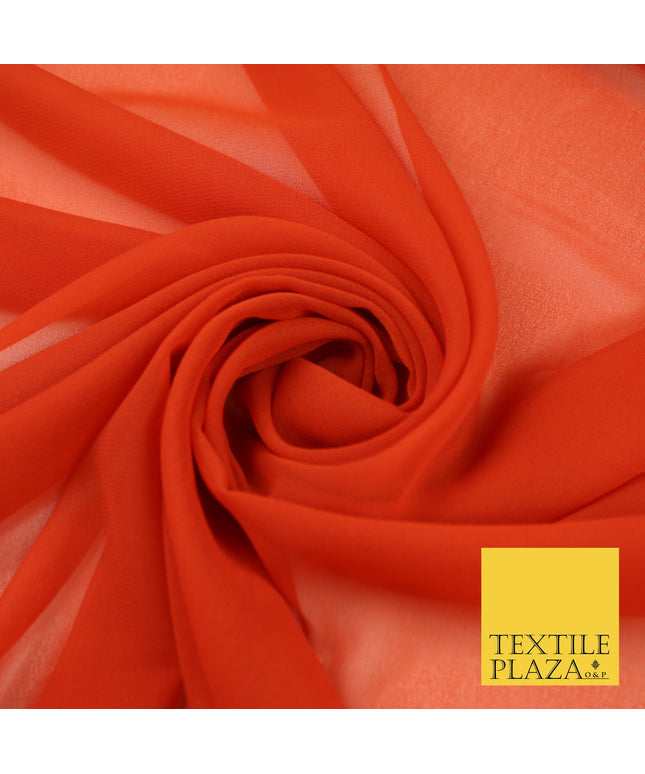 SCARLETT RED Premium Plain Dyed Chiffon Fine Soft Georgette Sheer Dress Fabric 8387
