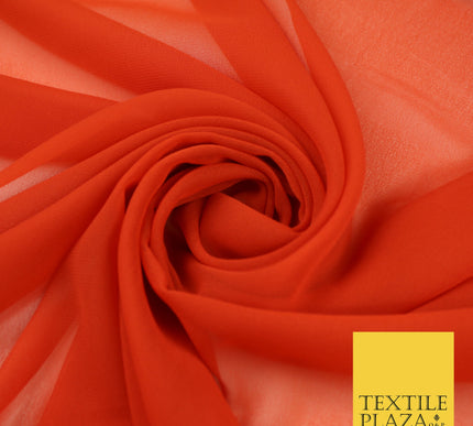 SCARLETT RED Premium Plain Dyed Chiffon Fine Soft Georgette Sheer Dress Fabric 8387