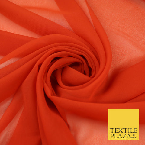 SCARLETT RED Premium Plain Dyed Chiffon Fine Soft Georgette Sheer Dress Fabric 8387