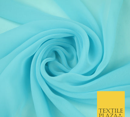 SKY BLUE Premium Plain Dyed Chiffon Fine Soft Georgette Sheer Dress Fabric 8404