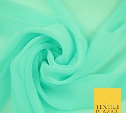 SPEARMINT GREEN 2 Premium Plain Dyed Chiffon Fine Soft Georgette Sheer Dress Fabric 8410
