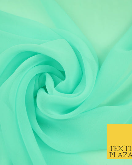 SPEARMINT GREEN 2 Premium Plain Dyed Chiffon Fine Soft Georgette Sheer Dress Fabric 8410