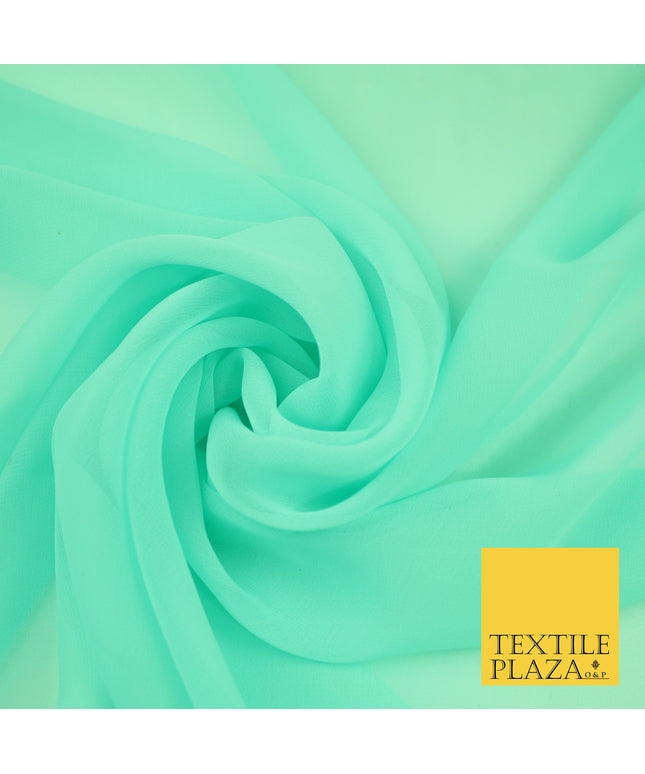 SPEARMINT GREEN 2 Premium Plain Dyed Chiffon Fine Soft Georgette Sheer Dress Fabric 8410