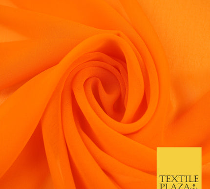 TANGERINE ORANGE Premium Plain Dyed Chiffon Fine Soft Georgette Sheer Dress Fabric 8372