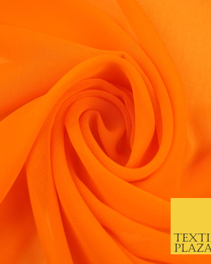 TANGERINE ORANGE Premium Plain Dyed Chiffon Fine Soft Georgette Sheer Dress Fabric 8372