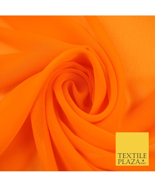 TANGERINE ORANGE Premium Plain Dyed Chiffon Fine Soft Georgette Sheer Dress Fabric 8372