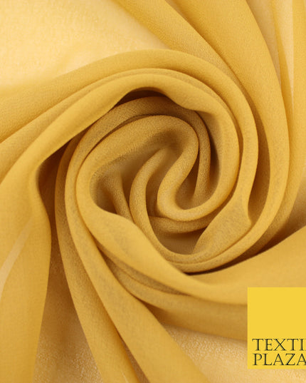 VEGAS GOLD Premium Plain Dyed Chiffon Fine Soft Georgette Sheer Dress Fabric 8395
