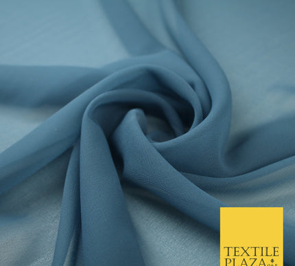 VINTAGE BLUE Premium Plain Dyed Chiffon Fine Soft Georgette Sheer Dress Fabric 8298