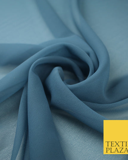 VINTAGE BLUE Premium Plain Dyed Chiffon Fine Soft Georgette Sheer Dress Fabric 8298