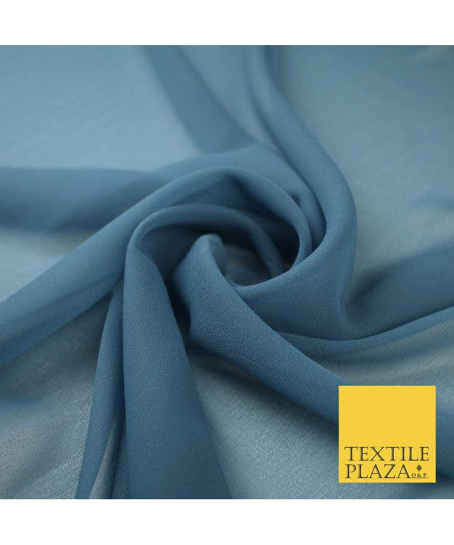 VINTAGE BLUE Premium Plain Dyed Chiffon Fine Soft Georgette Sheer Dress Fabric 8298