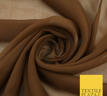 UMBER BROWN Premium Plain Dyed Chiffon Fine Soft Georgette Sheer Dress Fabric 8342