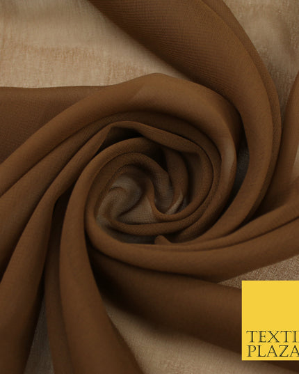 UMBER BROWN Premium Plain Dyed Chiffon Fine Soft Georgette Sheer Dress Fabric 8342