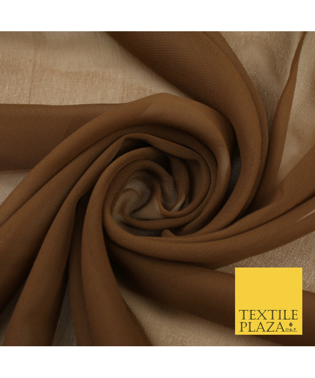 UMBER BROWN Premium Plain Dyed Chiffon Fine Soft Georgette Sheer Dress Fabric 8342