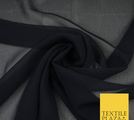 VINTAGE DARK NAVY Premium Plain Dyed Chiffon Fine Soft Georgette Sheer Dress Fabric 8271