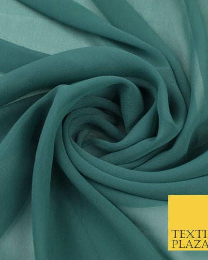 VINTAGE TEAL Premium Plain Dyed Chiffon Fine Soft Georgette Sheer Dress Fabric 8361
