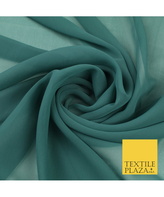 VINTAGE TEAL Premium Plain Dyed Chiffon Fine Soft Georgette Sheer Dress Fabric 8361