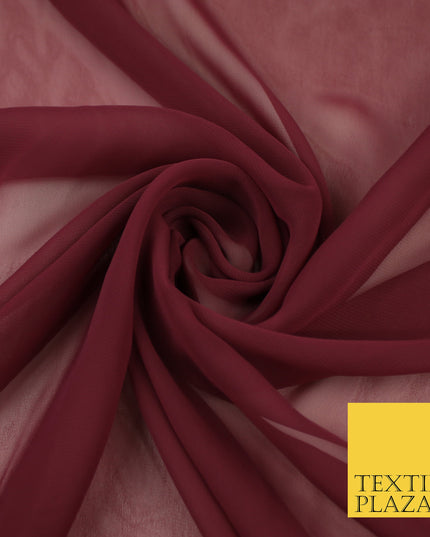 VINTAGE BURGUNDY Premium Plain Dyed Chiffon Fine Soft Georgette Sheer Dress Fabric 8326