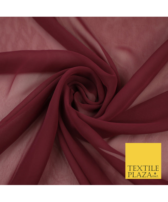 VINTAGE BURGUNDY Premium Plain Dyed Chiffon Fine Soft Georgette Sheer Dress Fabric 8326