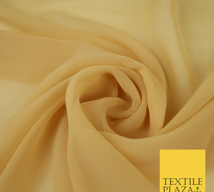 WARM GOLD 2 Premium Plain Dyed Chiffon Fine Soft Georgette Sheer Dress Fabric 8289